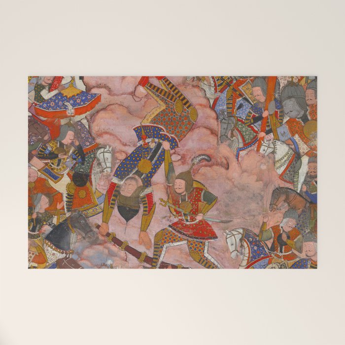 Antique Persian Art Battle Scene Welcome Mat Gallery Image 1