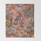 Antique Persian Art Battle Scene Throw Blanket Gallery Image 2