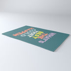 Whats The Best That Could Happen typography print in green, lilac, orange and yellow Rug Gallery Image 3