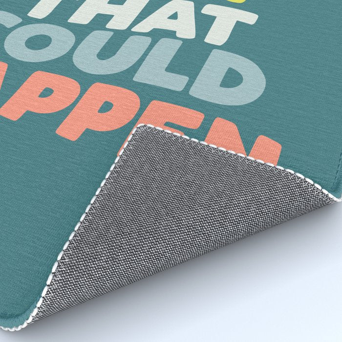 Whats The Best That Could Happen typography print in green, lilac, orange and yellow Rug Gallery Image 4