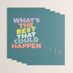 Whats The Best That Could Happen typography print in green, lilac, orange and yellow Wrapping Paper Gallery Image 3