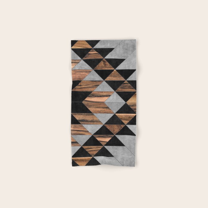 Urban Tribal Pattern No.10 - Aztec - Concrete and Wood Bath Towel Gallery Image 1