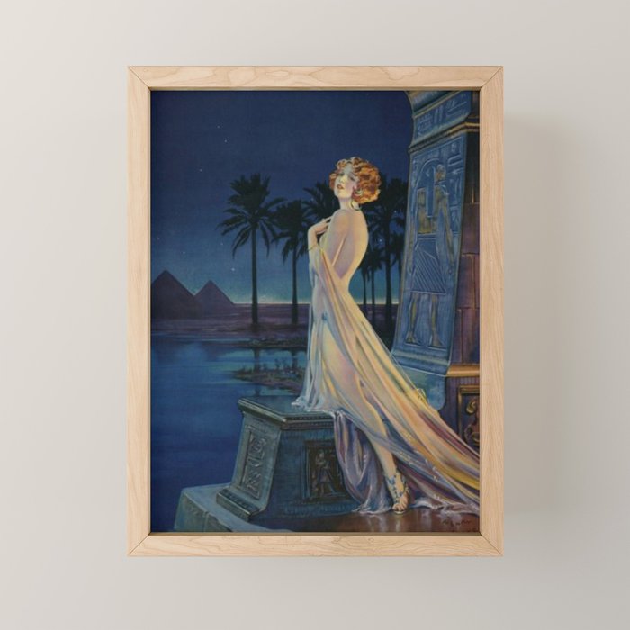 Melody of Ancient Egypt Art Deco romantic female figure by the River Nile painting by Henry Clive Mini Art Print Gallery Image 1