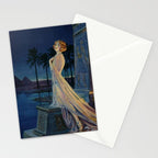 Melody of Ancient Egypt Art Deco romantic female figure by the River Nile painting by Henry Clive Stationery Card Gallery Image 2