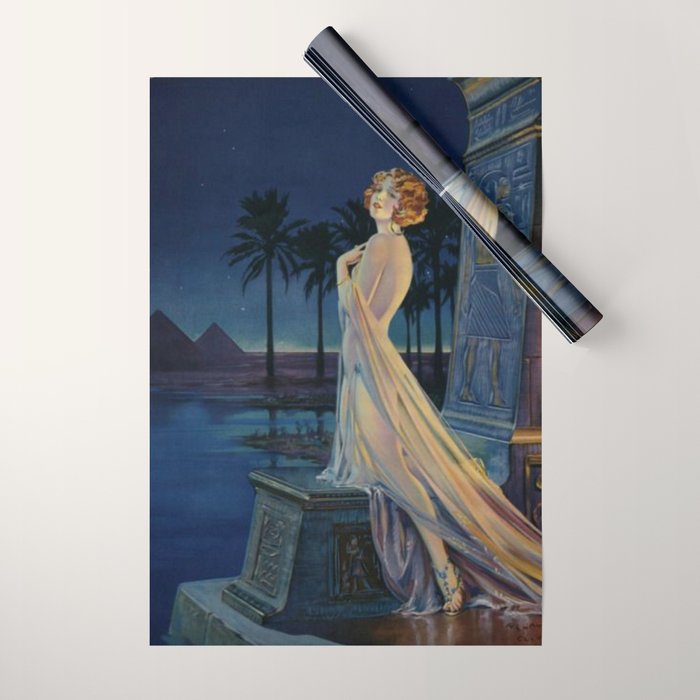 Melody of Ancient Egypt Art Deco romantic female figure by the River Nile painting by Henry Clive Wrapping Paper Gallery Image 1
