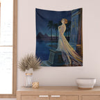 Melody of Ancient Egypt Art Deco romantic female figure by the River Nile painting by Henry Clive Wall Tapestry Gallery Image 2
