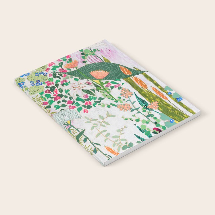 Painterly Floral Jungle on Pink and White Notebook Gallery Image 2