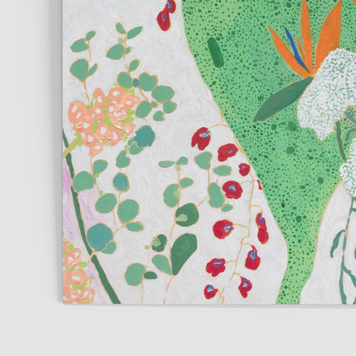 Painterly Floral Jungle on Pink and White Poster Gallery Image 3