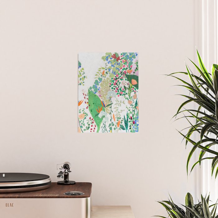 Painterly Floral Jungle on Pink and White Poster Gallery Image 2