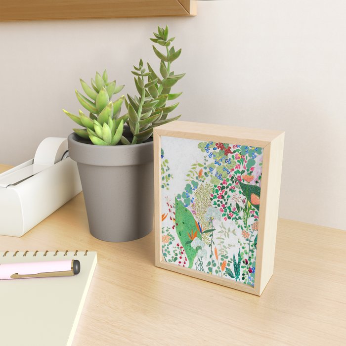 Painterly Floral Jungle on Pink and White Mini Art Print Gallery Image 2