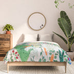 Painterly Floral Jungle on Pink and White Comforter Gallery Image 3
