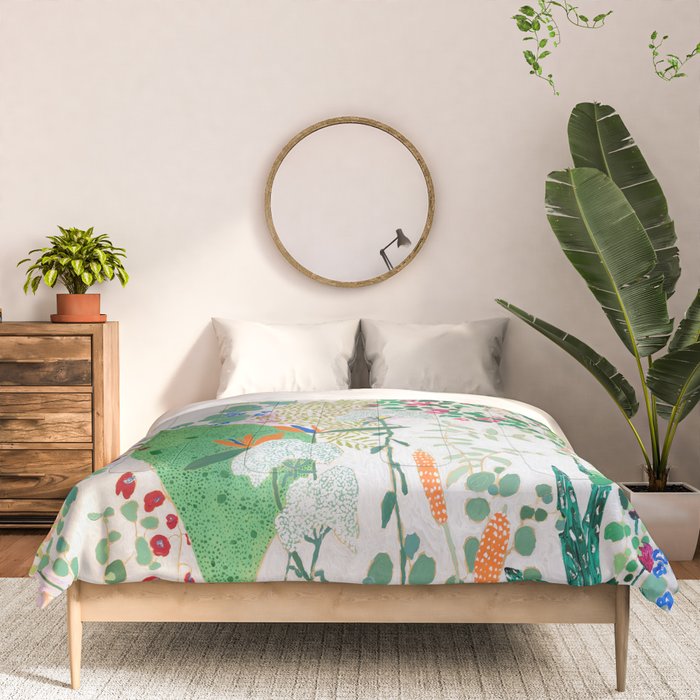 Painterly Floral Jungle on Pink and White Comforter Gallery Image 3