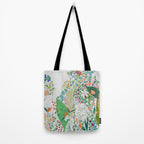 Painterly Floral Jungle on Pink and White Tote Bag Gallery Image 2