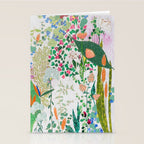Painterly Floral Jungle on Pink and White Stationery Card Gallery Image 2