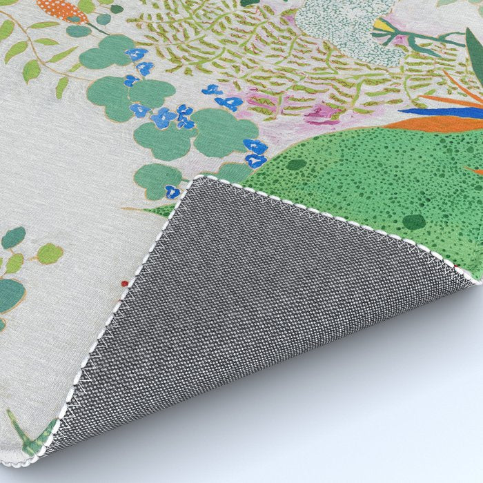 Painterly Floral Jungle on Pink and White Rug Gallery Image 4