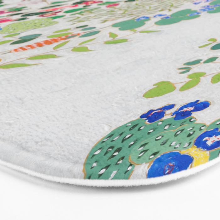 Painterly Floral Jungle on Pink and White Bath Mat Gallery Image 3