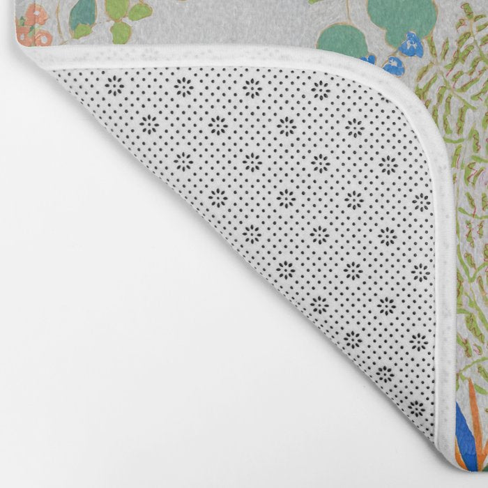 Painterly Floral Jungle on Pink and White Bath Mat Gallery Image 2