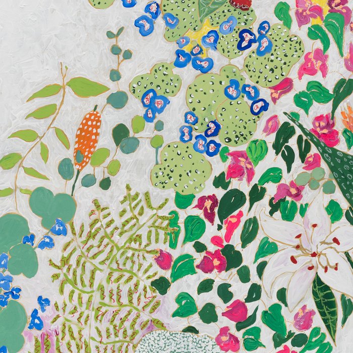 Painterly Floral Jungle on Pink and White Coffee Mug Gallery Image 2