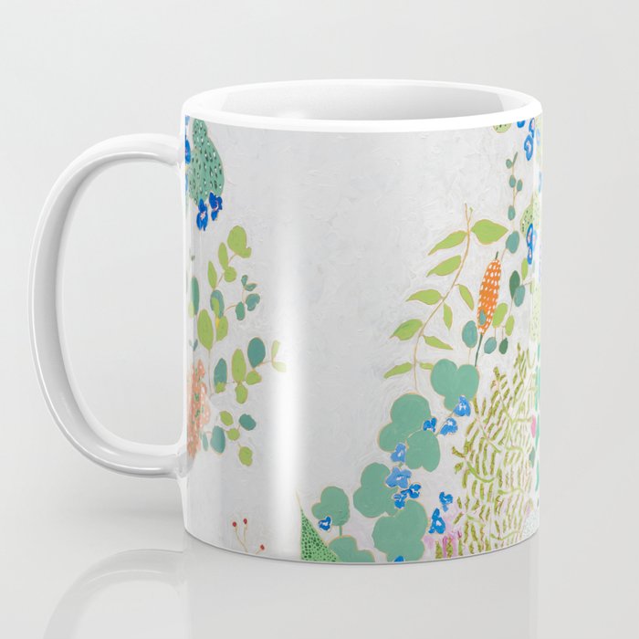 Painterly Floral Jungle on Pink and White Coffee Mug Gallery Image 3