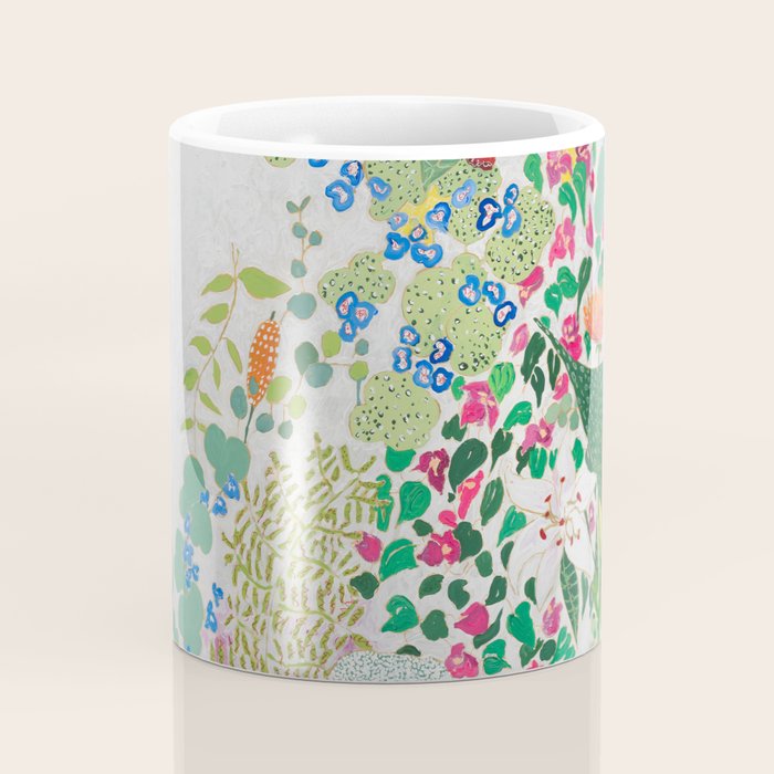 Painterly Floral Jungle on Pink and White Coffee Mug Gallery Image 4