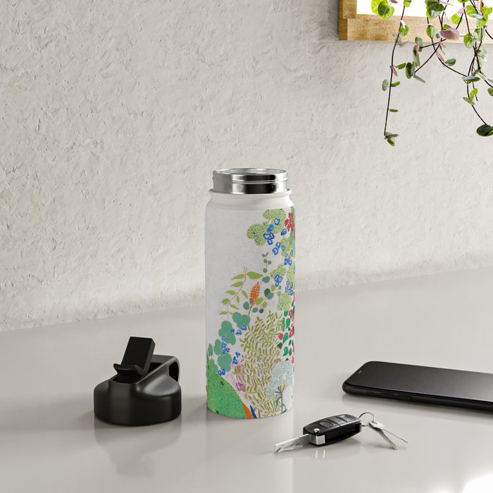 Painterly Floral Jungle on Pink and White Water Bottle Gallery Image 4