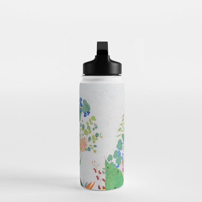 Painterly Floral Jungle on Pink and White Water Bottle Gallery Image 3