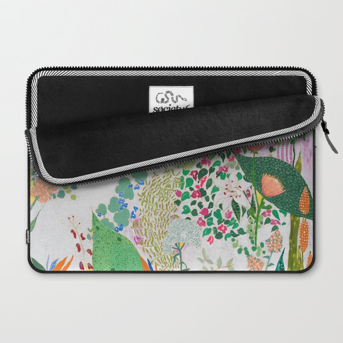 Painterly Floral Jungle on Pink and White Laptop Sleeve Gallery Image 2