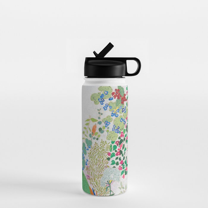 Painterly Floral Jungle on Pink and White Water Bottle Gallery Image 1