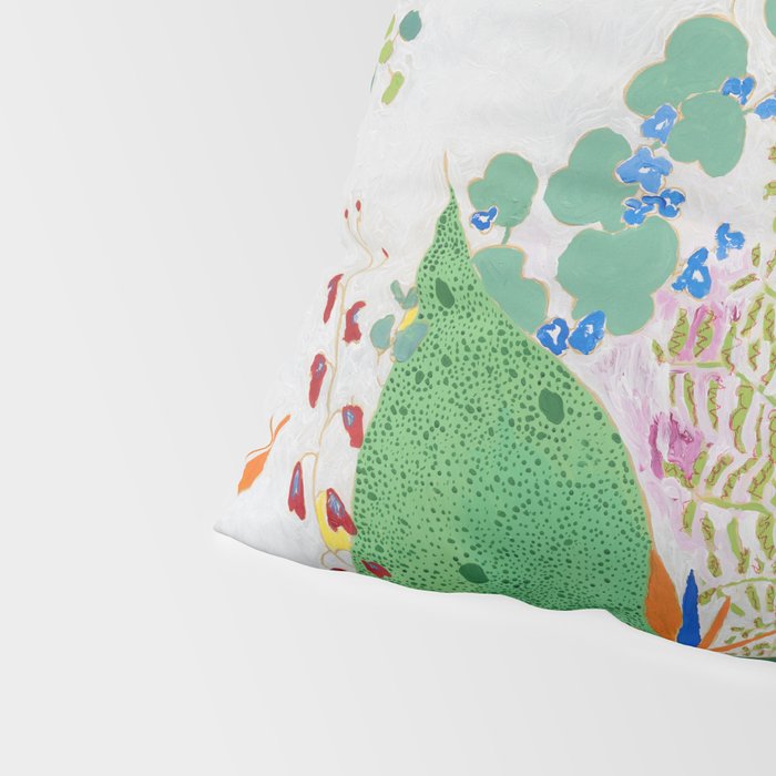 Painterly Floral Jungle on Pink and White Pillow Sham Gallery Image 4