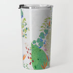Painterly Floral Jungle on Pink and White Travel Mug Gallery Image 3