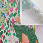 Painterly Floral Jungle on Pink and White Wall Tapestry Gallery Image 3
