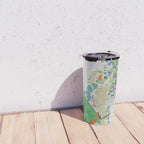 Painterly Floral Jungle on Pink and White Travel Mug Gallery Image 4