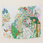 Painterly Floral Jungle on Pink and White Wall Tapestry Gallery Image 4