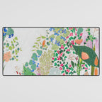 Painterly Floral Jungle on Pink and White Desk Mat Gallery Image 3