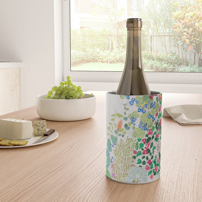 Painterly Floral Jungle on Pink and White Wine Chiller Gallery Image 4