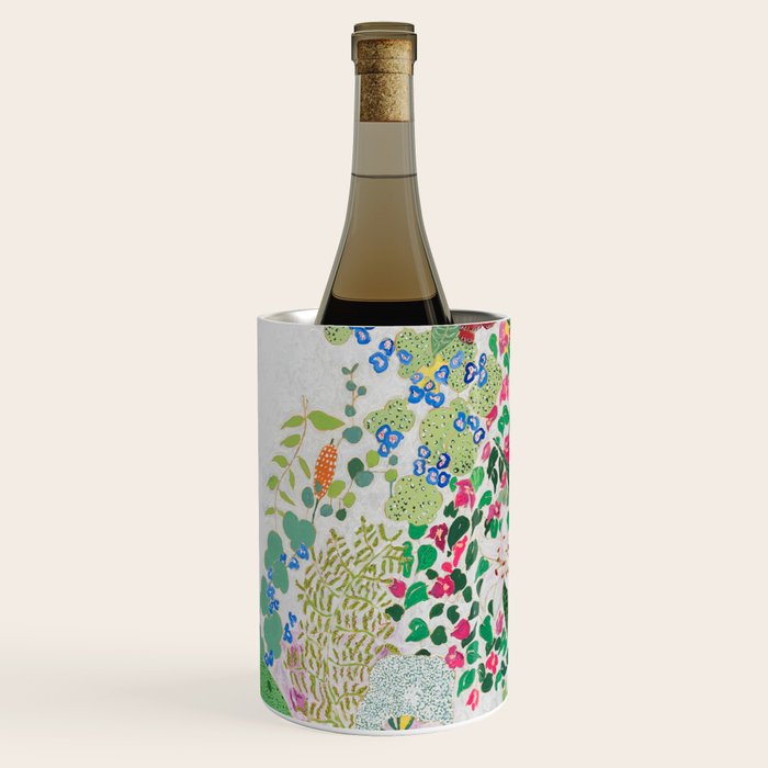 Painterly Floral Jungle on Pink and White Wine Chiller Gallery Image 1