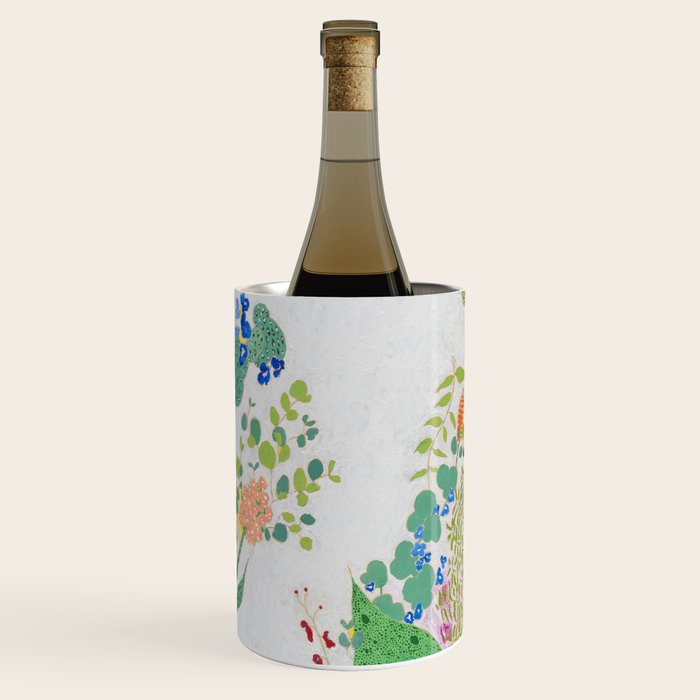 Painterly Floral Jungle on Pink and White Wine Chiller Gallery Image 2