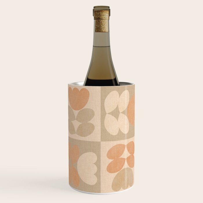 abstract retro shapes earthy checkered floral Wine Chiller Gallery Image 1