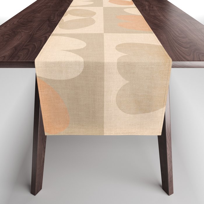abstract retro shapes earthy checkered floral Table Runner Gallery Image 1