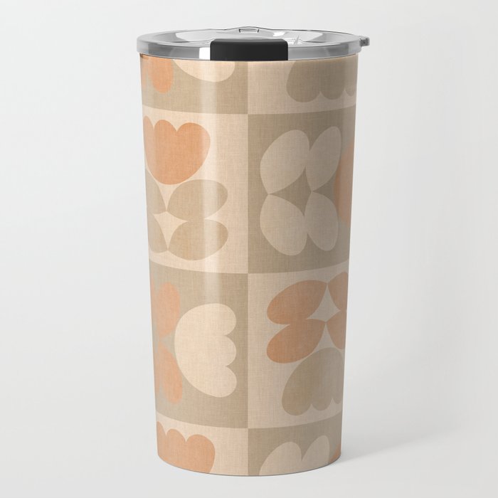 abstract retro shapes earthy checkered floral Travel Mug Gallery Image 1