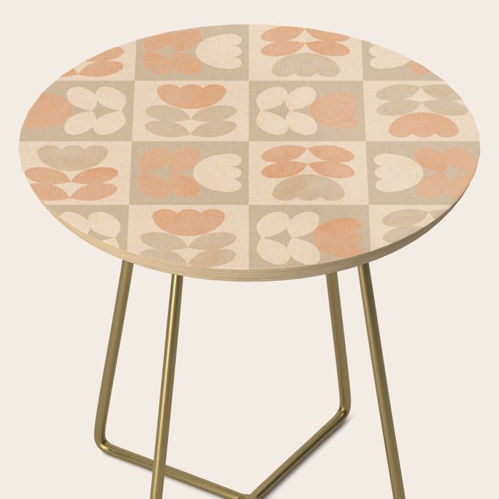 abstract retro shapes earthy checkered floral Side Table Gallery Image 2