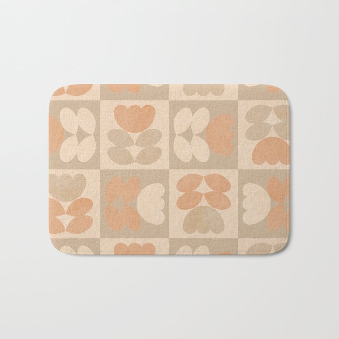 abstract retro shapes earthy checkered floral Bath Mat Gallery Image 1