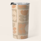 abstract retro shapes earthy checkered floral Travel Mug Gallery Image 3