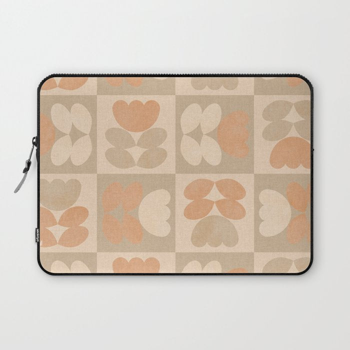 abstract retro shapes earthy checkered floral Laptop Sleeve Gallery Image 1