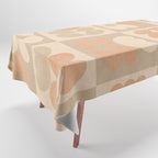 abstract retro shapes earthy checkered floral Tablecloth Gallery Image 1