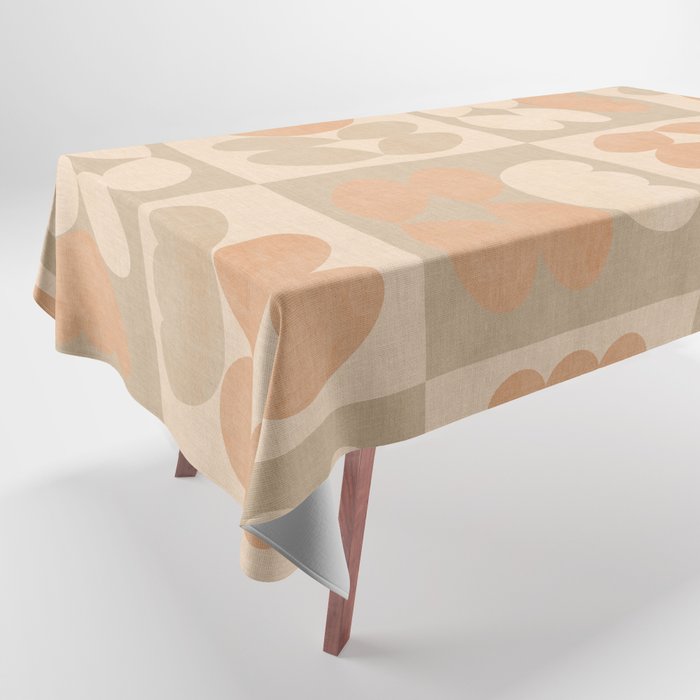 abstract retro shapes earthy checkered floral Tablecloth Gallery Image 1