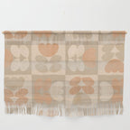 abstract retro shapes earthy checkered floral Wall Hanging Gallery Image 1