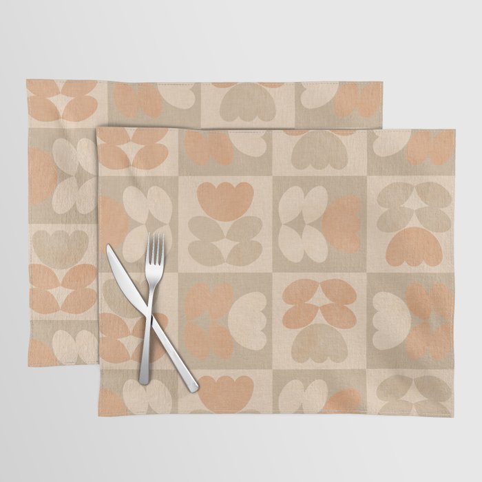 abstract retro shapes earthy checkered floral Placemat Gallery Image 1