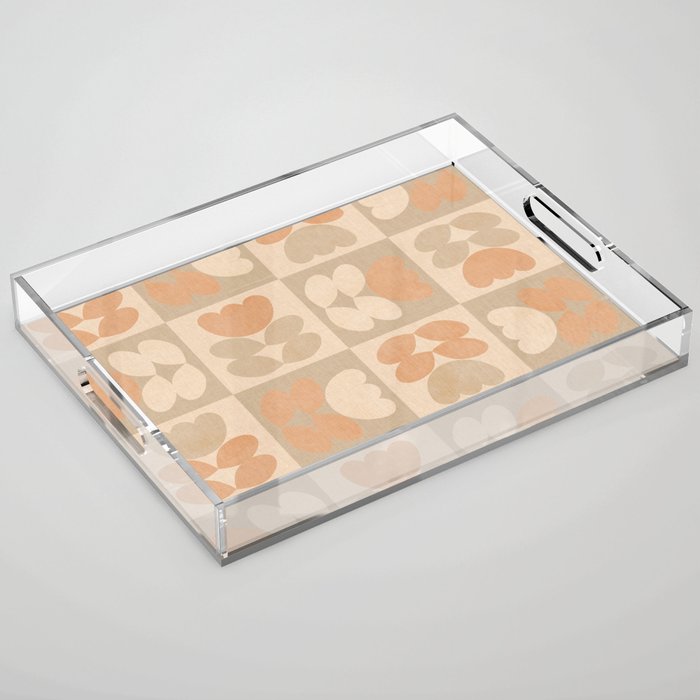 abstract retro shapes earthy checkered floral Acrylic Tray Gallery Image 1