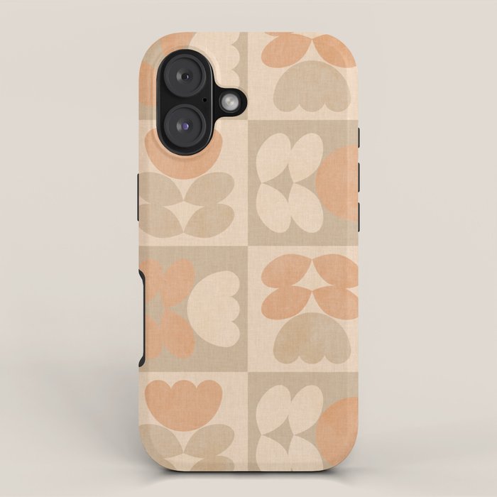 abstract retro shapes earthy checkered floral iPhone Case Gallery Image 1